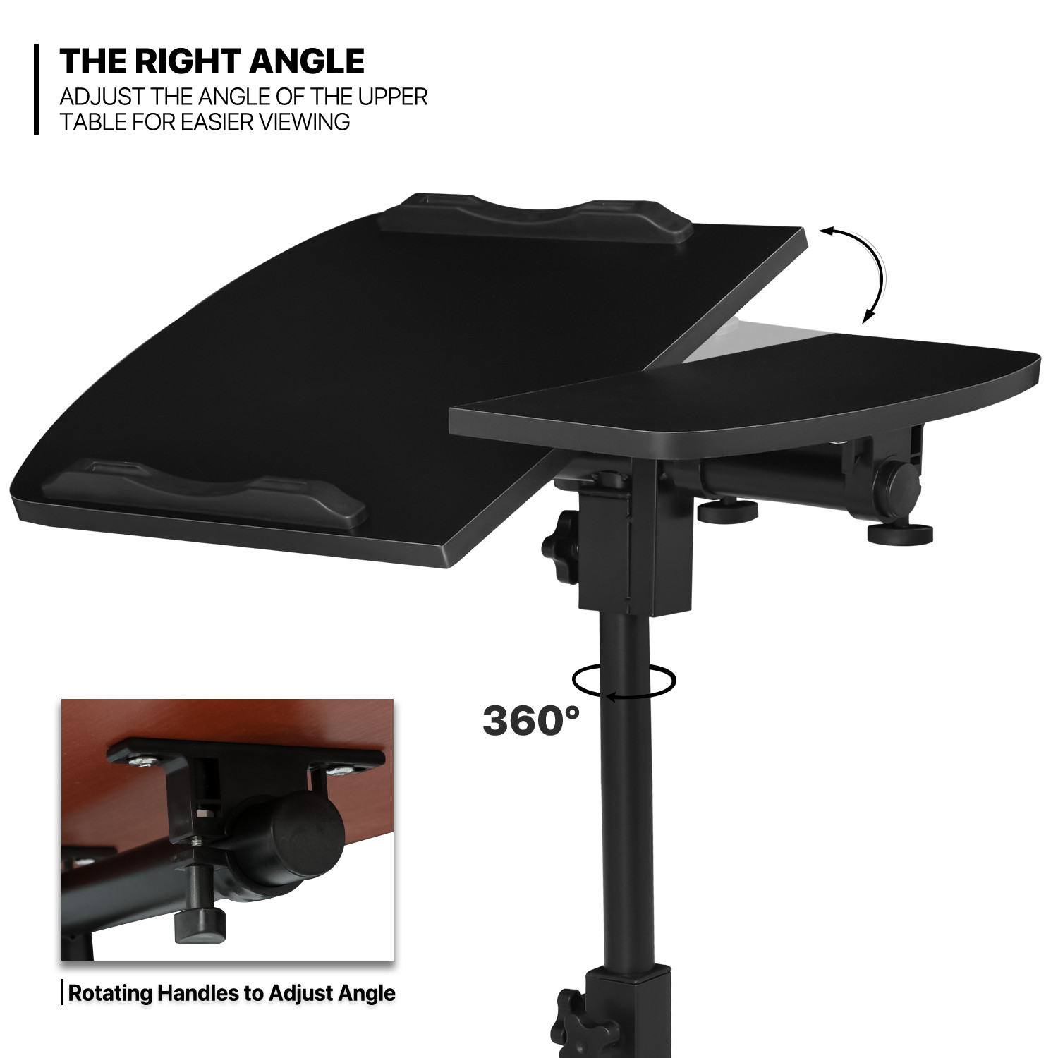 [ROLLING SWIVEL LAPTOP DESK]Stand Up Workstation Adjustable Height & Angle Table