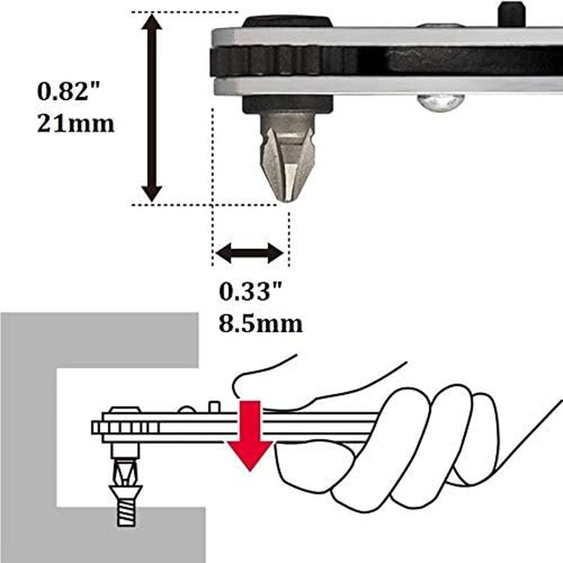 Ultra Low Profile Offset Ratcheting Screwdriver 90 Degree Angled for Tight Area