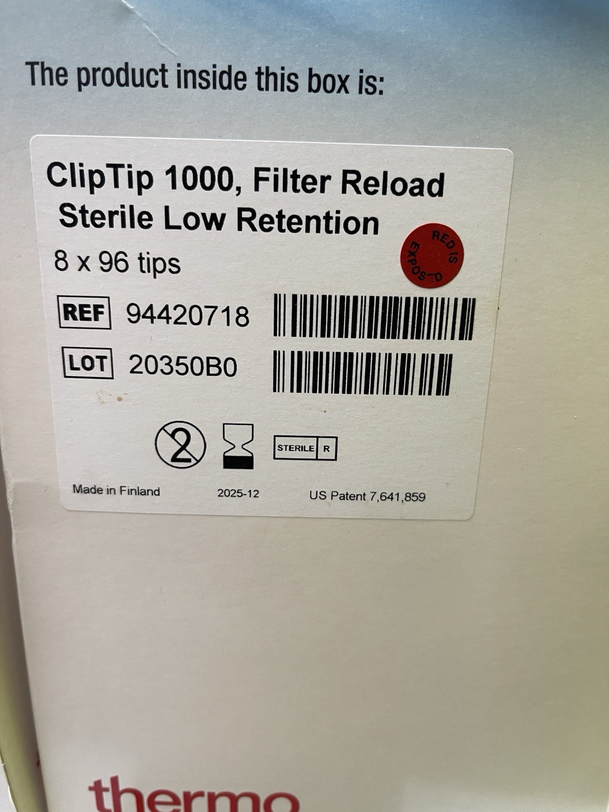 Thermo Scientific Clip Tip 1000, Filter Sterile Low Retention 8x96 Tips 94420718