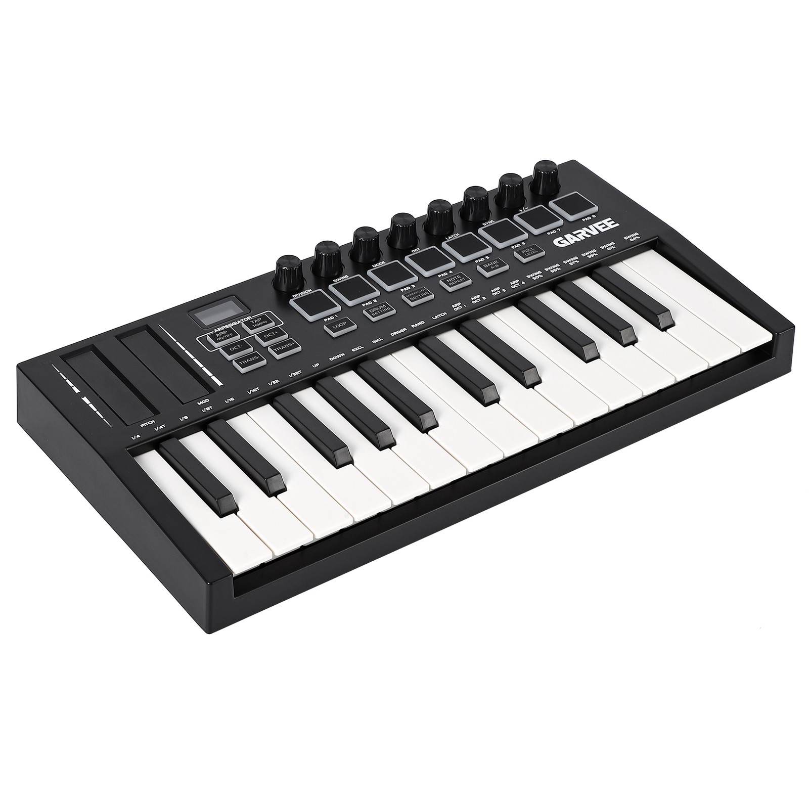 25-Key USB MIDI Keyboard w/8 Pads, 8 Knobs & OLED, Portable for DAW