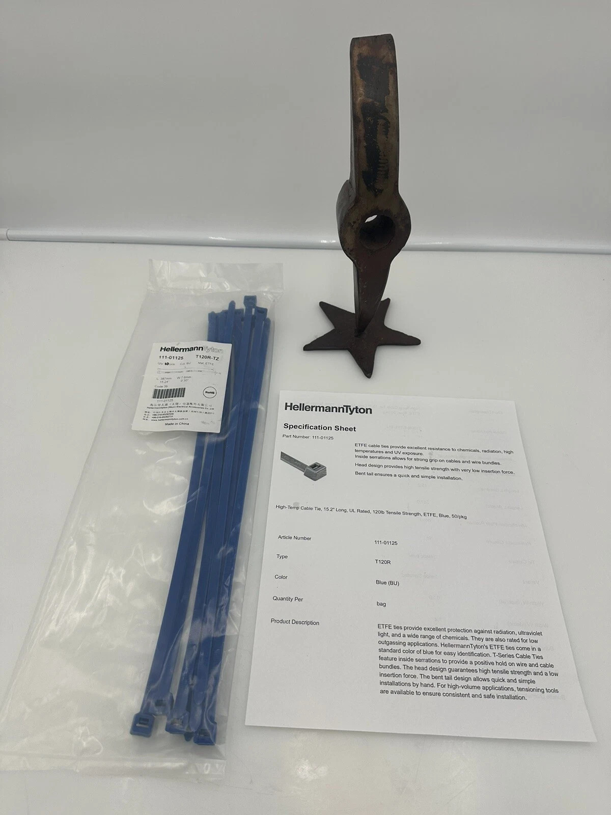 HellermannTyton 111-01125 T120R-TZ ETFE High-Temp Cable Tie Blue 15.2" 10/Pk NEW