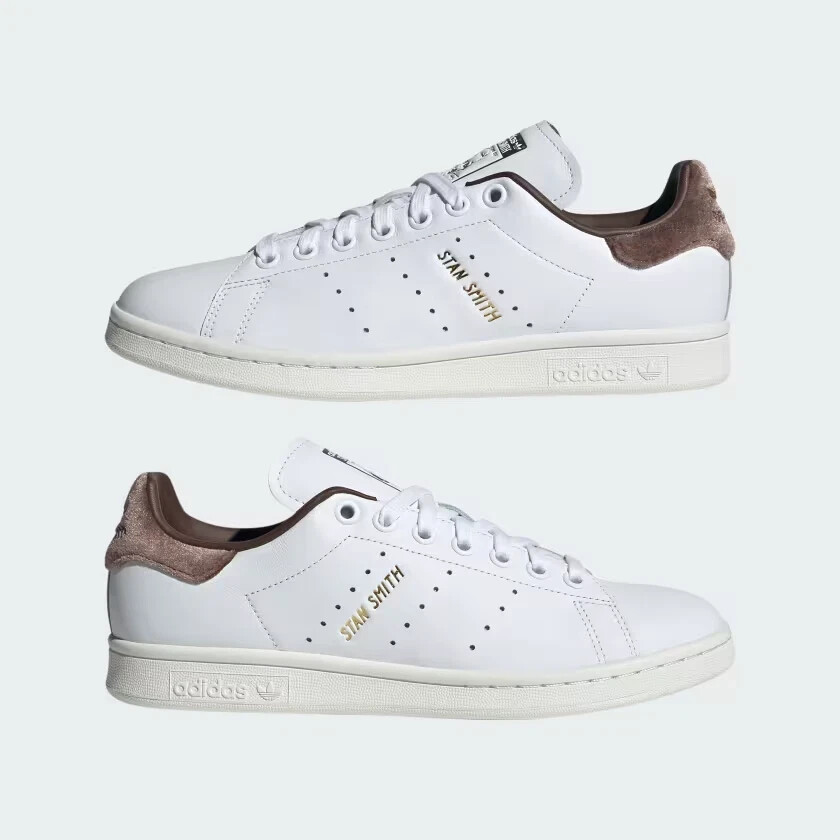 Adidas Stan Smith Shoes Sneakers White Velvet Brown IF7003 Womens Size