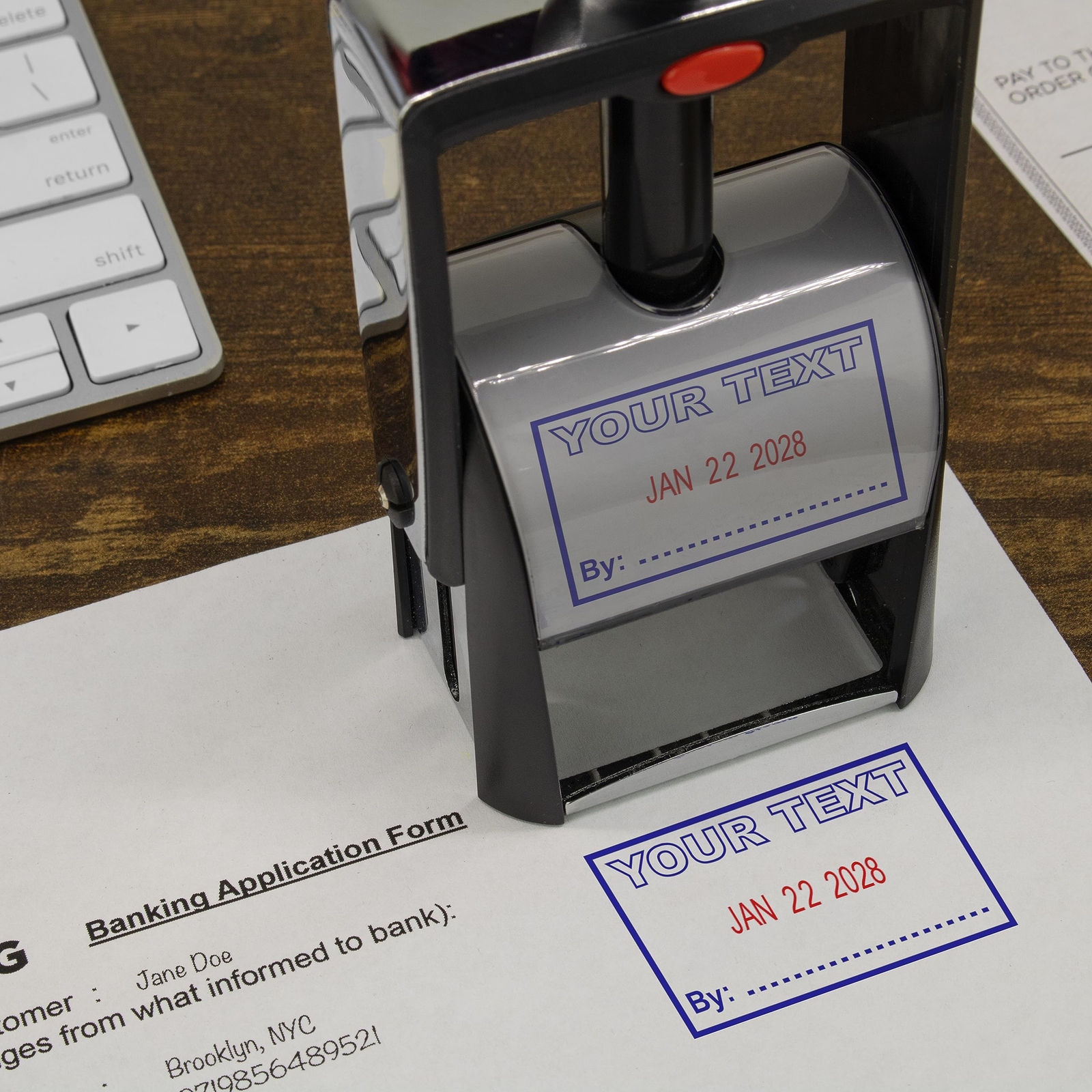 Heavy Duty Self Inking Date Stamp RECEIVED Phrase Red Ink