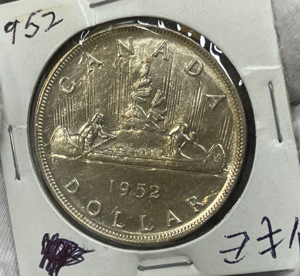 1952 Canada Silver Dollar Coin Low Mintage Excellent Condition High Value