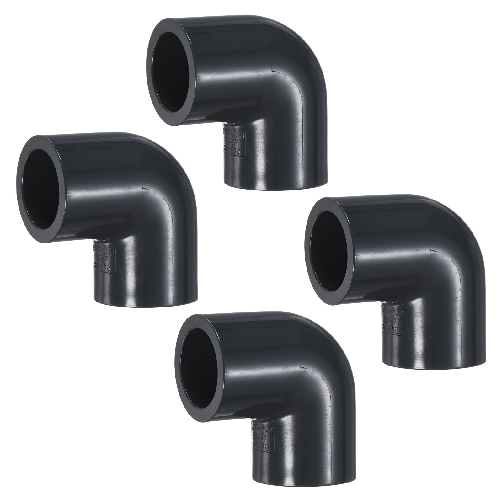 4-Pack 90 Degree Adapter Connector, 3/4" Socket UPVC Pipe Fitting Elbow, Grey