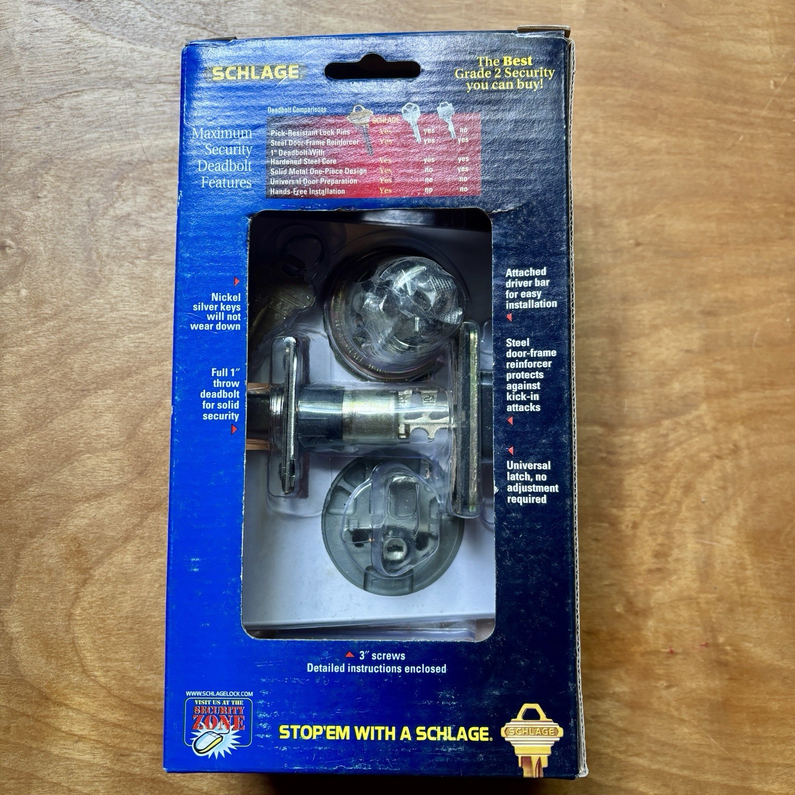Schlage Deadbolt Maximum Security Lock Set Antique Brass Grade 2 Security New!!