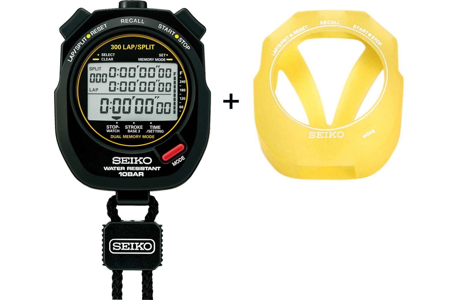 SEIKO Stopwatch SVAS009 Swimming Master & Blue/Yellow Silicon Case Set 10ATM