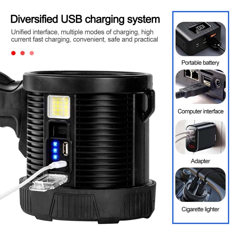 Rechargeable Spotlight Spot Lights Handheld 9000,000 lm Flashlight Lightweight