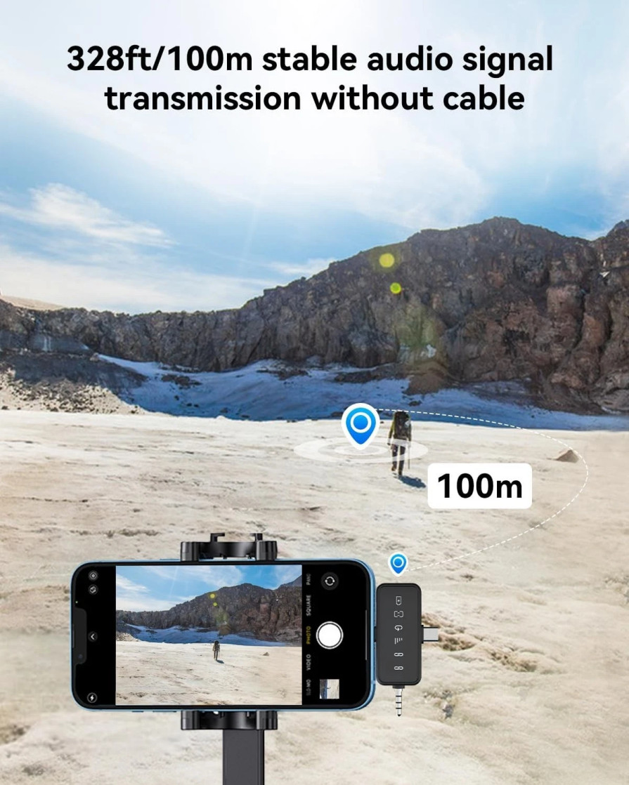 3 in 1 Mini Microphone for iPhone/Android/Camera, Wireless Lavalier Microphone*
