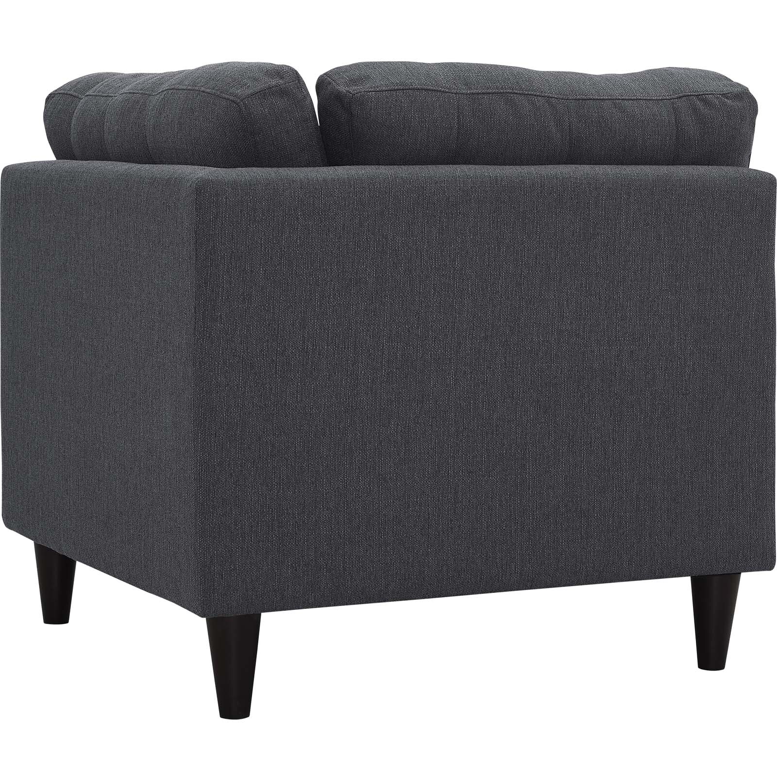 Modway Empress Upholstered Fabric Corner Sofa in Gray