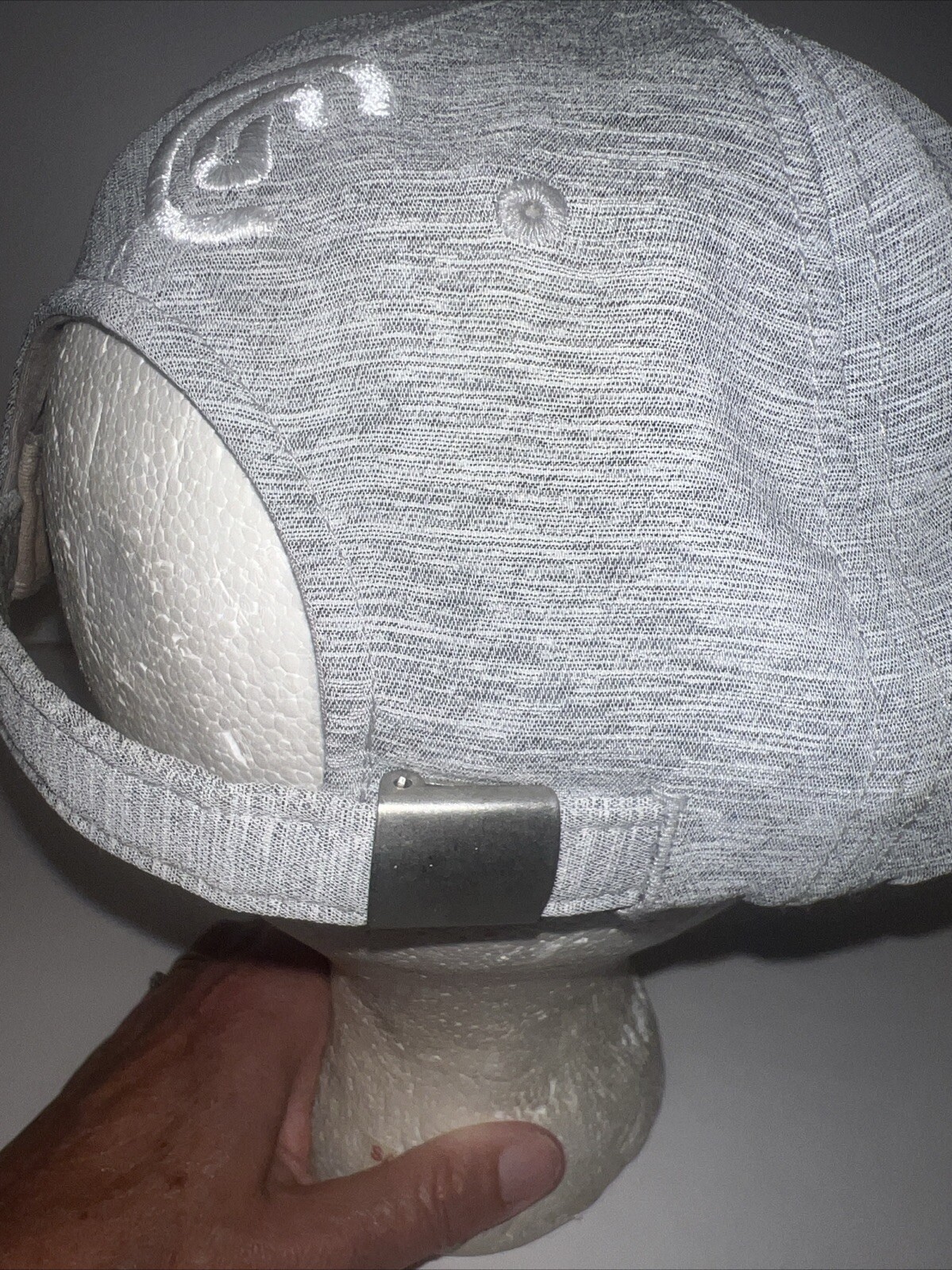 Cleveland Golf in White on Light Gray Heather Hat Cap Strap Buckle EUC