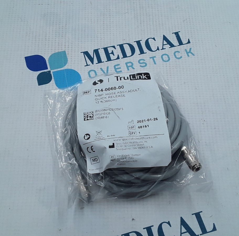 Spacelabs NIBP Hose Assy Adult 12ft REF 714-0060-00