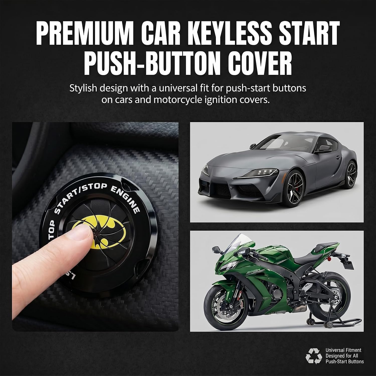 Batman Car Engine Start/Stop Button Cover, Stylish Self-Adhesive Button Cover fo