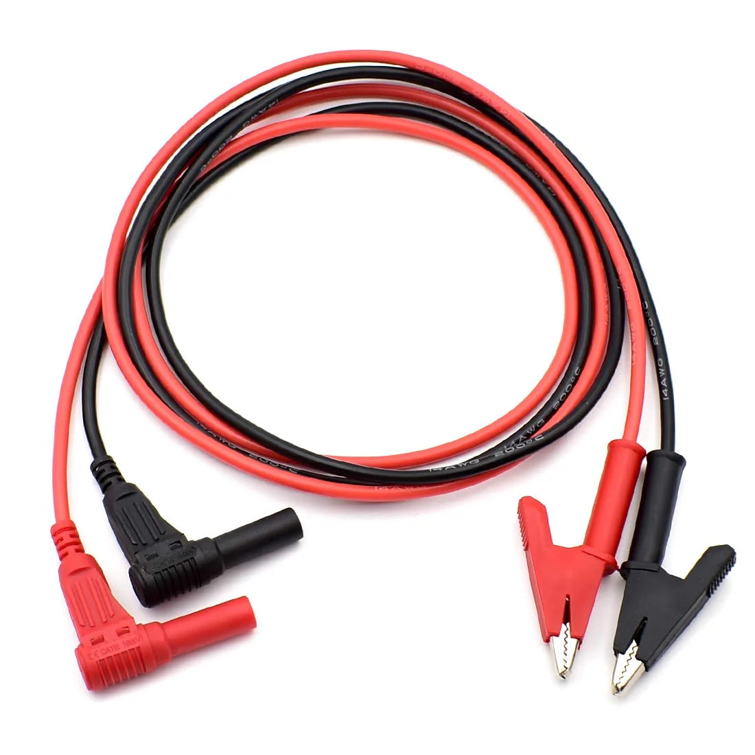 zhenyu 2Pcs 14 Gauge Multimeter Test Leads Right Angle Banana Plug to Alligator