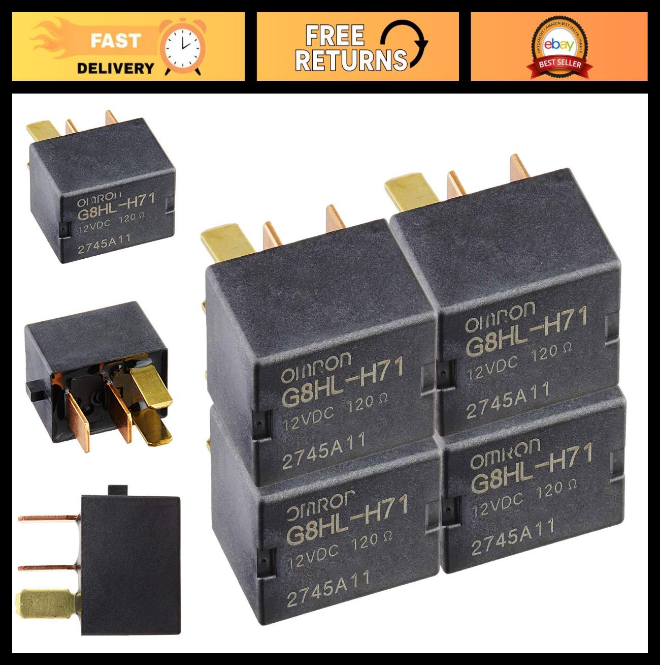 4 Pack AC Starter Relay Power Relay Assembly for Honda Accord Civic Acura MDX CR