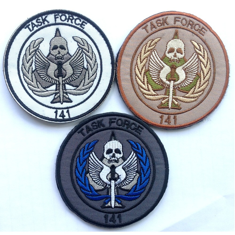 4PCS CALL OF DUTY TASK FORCE 141 TACTICAL HOOK&LOOP PATCH EMBROIDERED BADGE