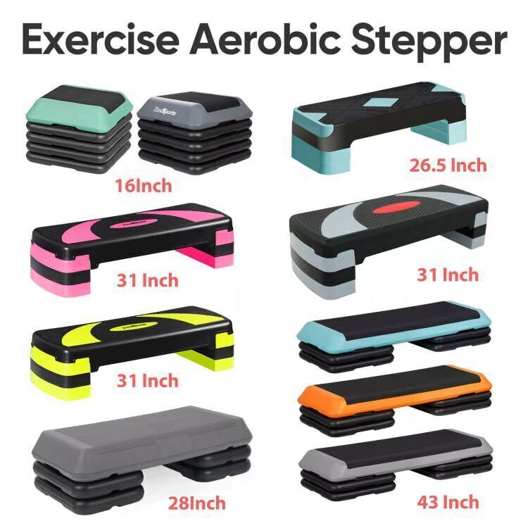 Multi Sizes Vibration Step Aerobic Power Platform with 4 Risers for Exercise GYM