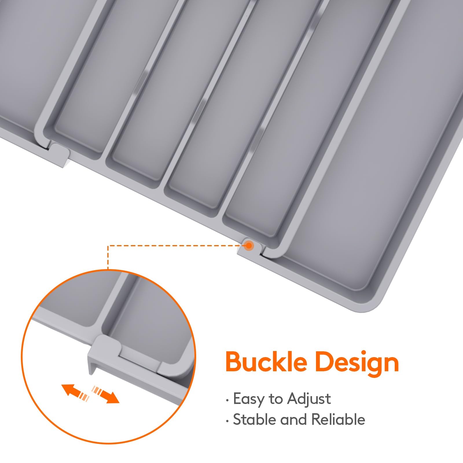 Lifewit Silverware Drawer Organizer, Medium (8.5-14''W x 12''D), Gray