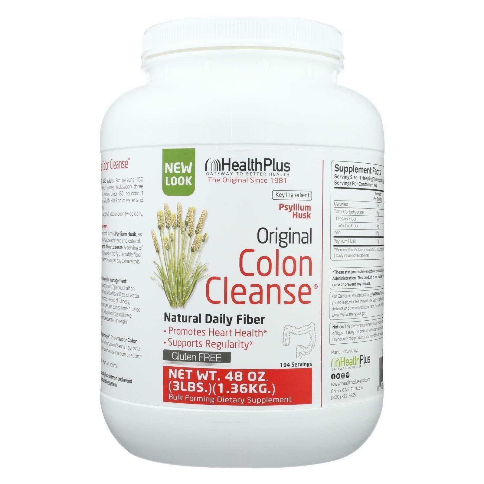 Health Plus Original Colon Cleanse Psyllium Husk Daily Fiber Supplement 3.0 lbs