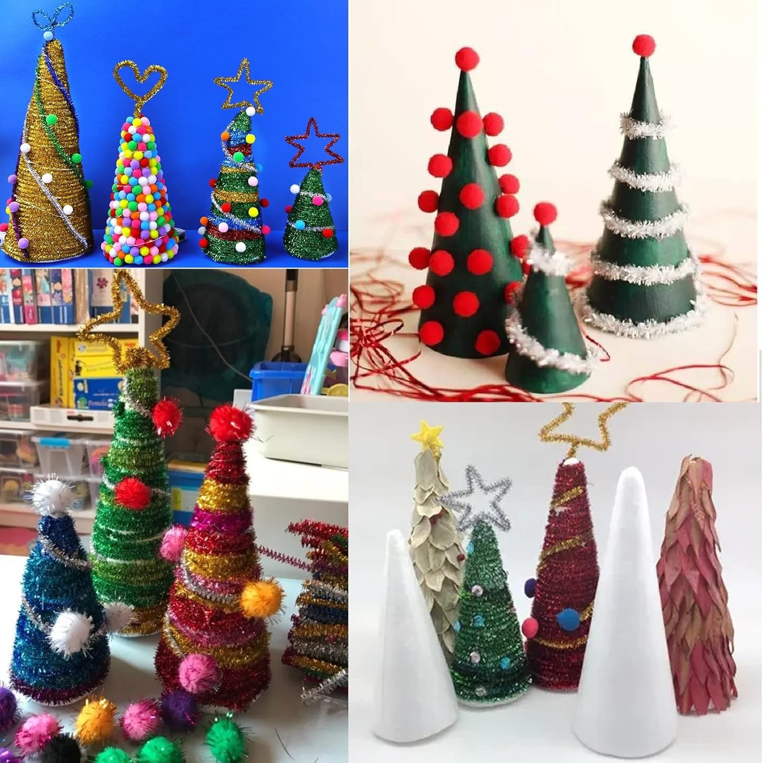 20Pack Craft Foam Cones, Foam Tree Cones, Assorted Sizes White Polystyrene Cone.