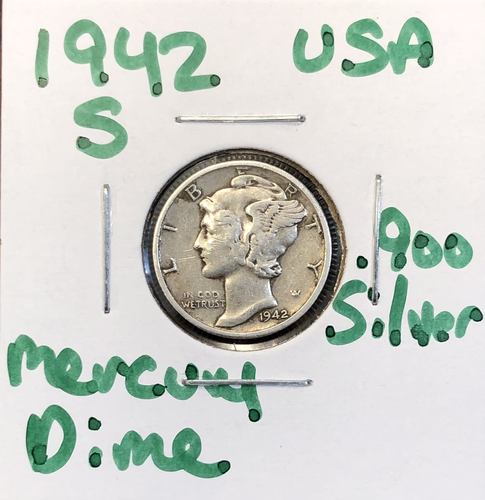 Uncirculated 1942-S San Francisco Mint .900 Silver Mercury Dime XF BU Details B