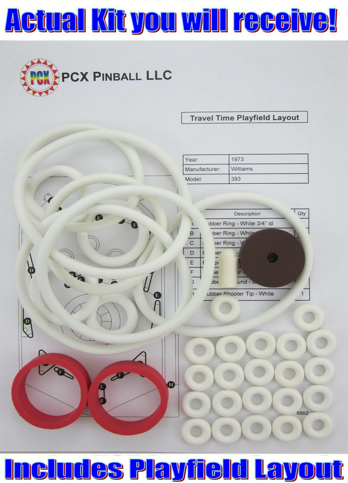 1973 Williams Travel Time Pinball Machine Rubber Ring Kit