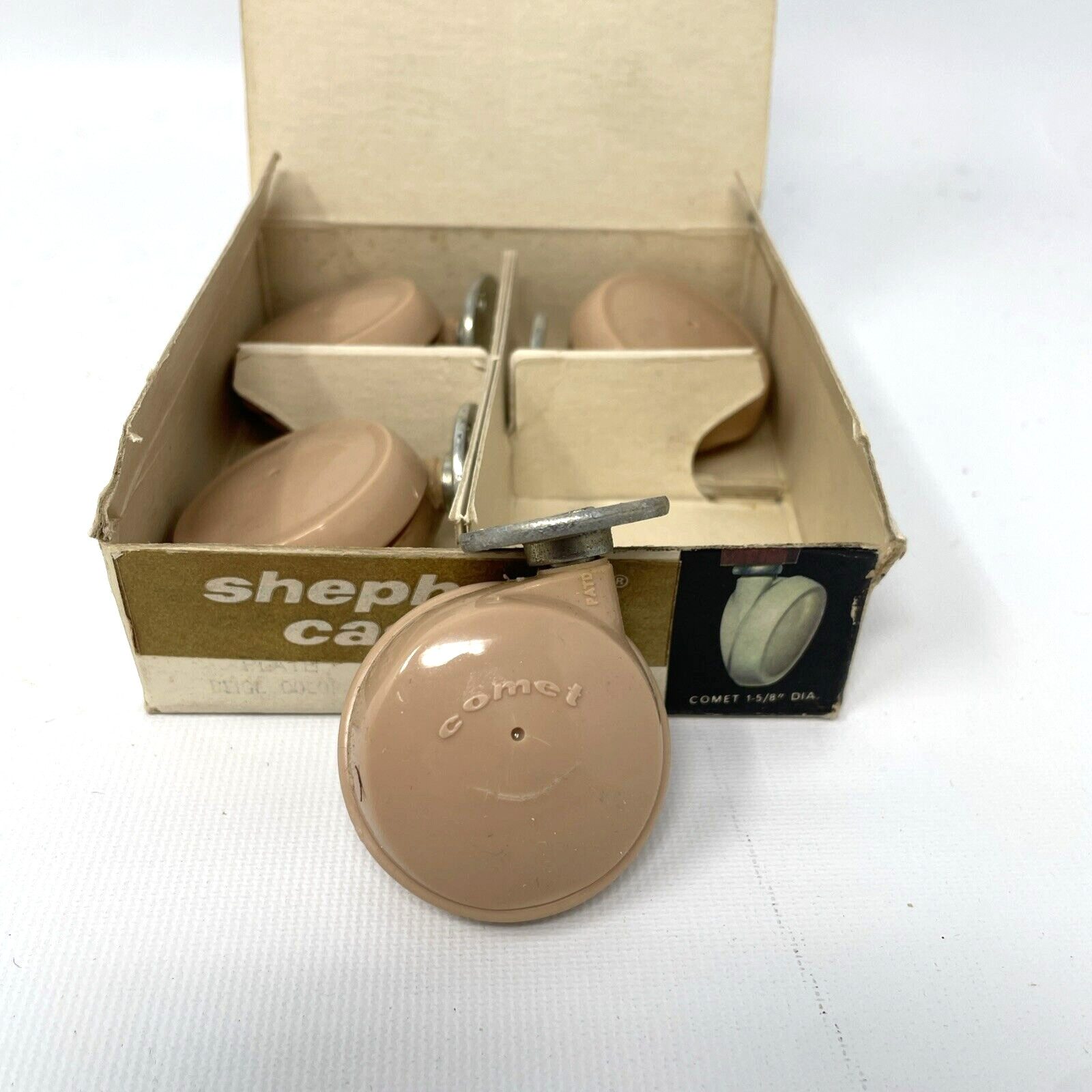 Vintage Shepherd Casters Comfort 1 5/8"  Beige with Plates Set of 4 June Lockhar