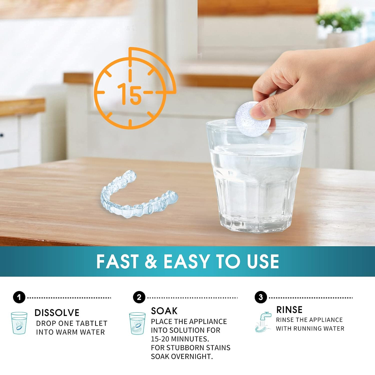Retainer Cleaner Tablets Invisalign Cleaner Denture Cleaning Tablets,Remove S...