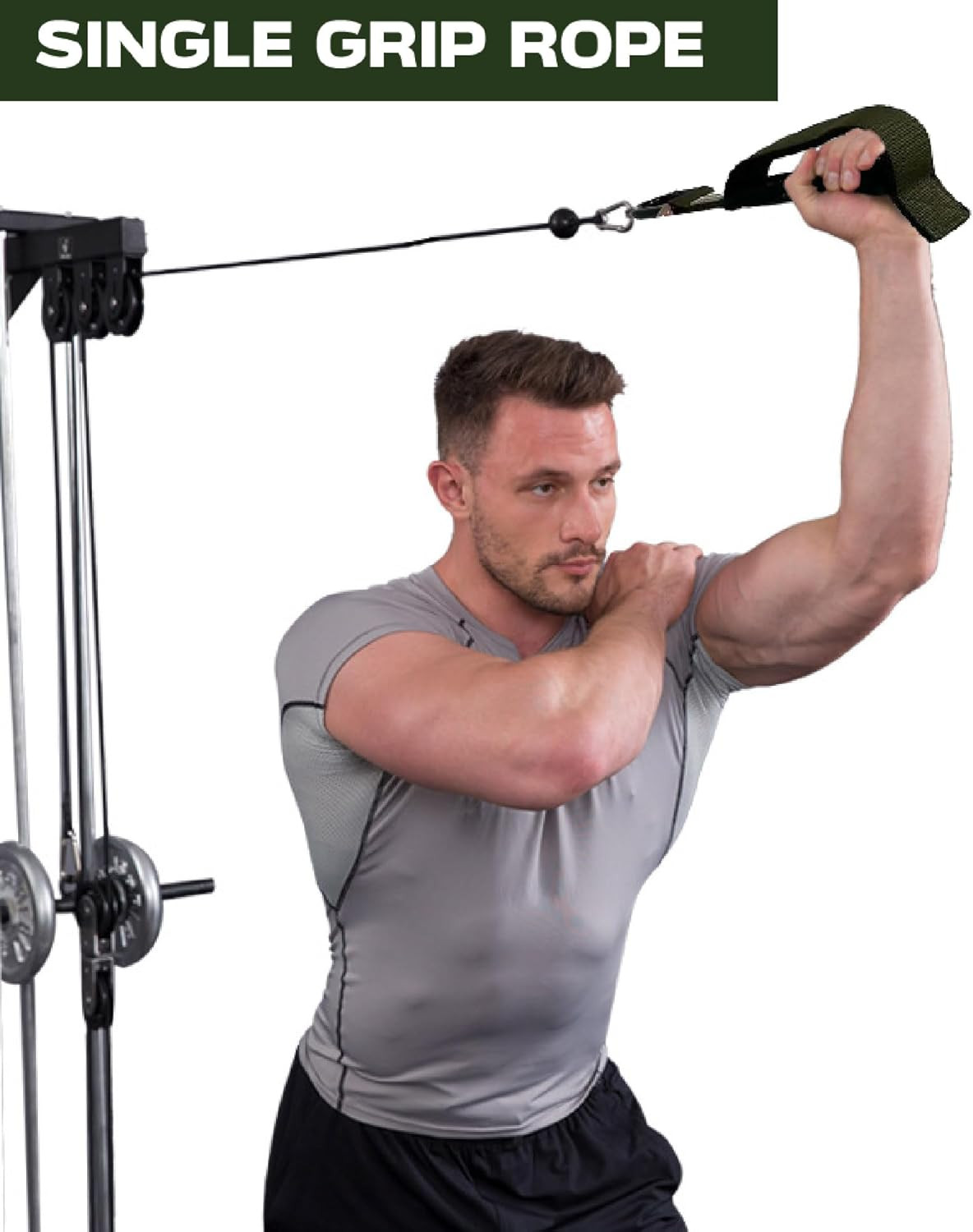 Tricep Rope Cable Attachment, Tricep Pull Down Rope & Exercise Handles, Cable Ma