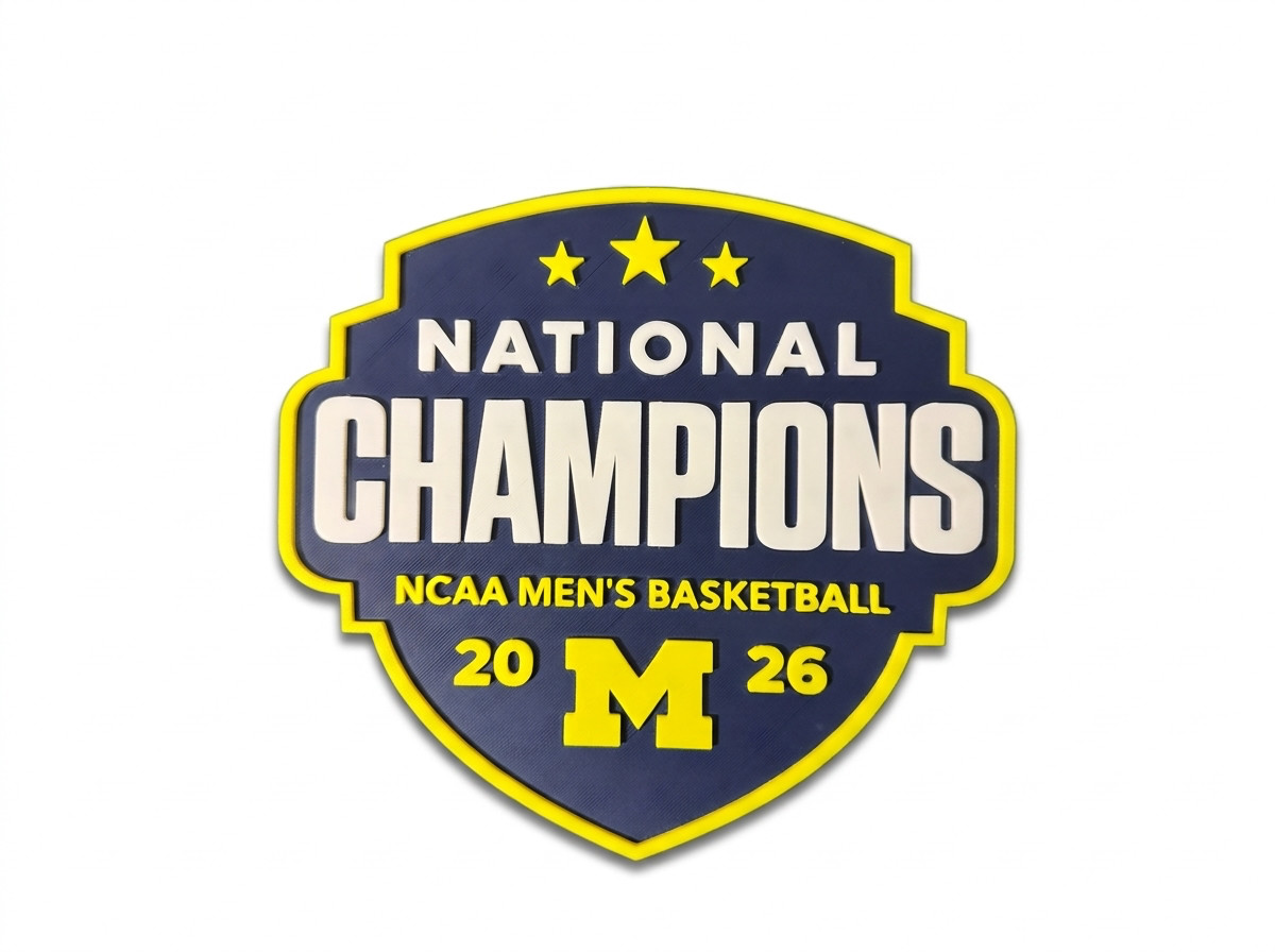 Michigan Wolverines National Champions 2026 3D Sign NCAA Men’s Basketball