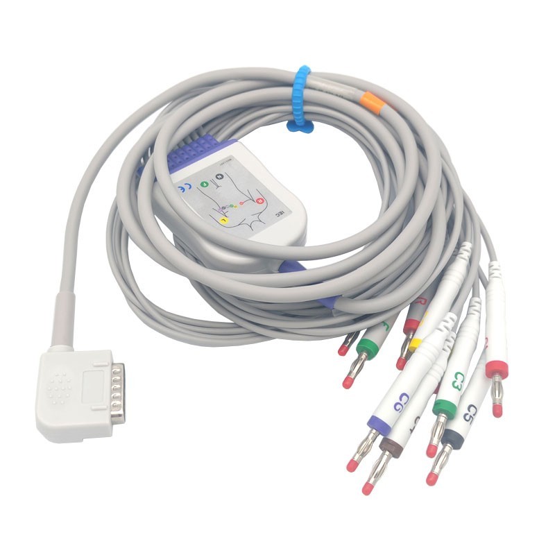 EKG Cable 10-Leads,Banana,Compatible KENZ 108/109/110/1210/1211/601/Cardico 302