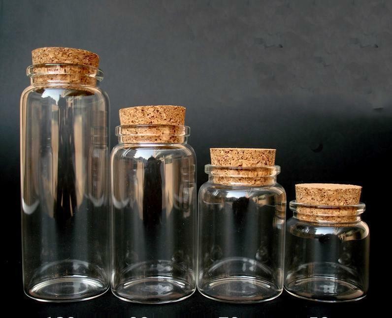 4pcs 80ml Empty Sample Vials Clear Glass Bottles with Corks Jars