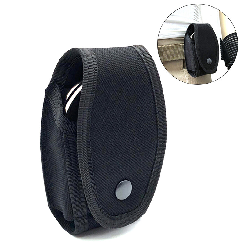Tactical Nylon Handcuff Pouch Hidden Cuff Case with Metal Pocket Clip snap Close