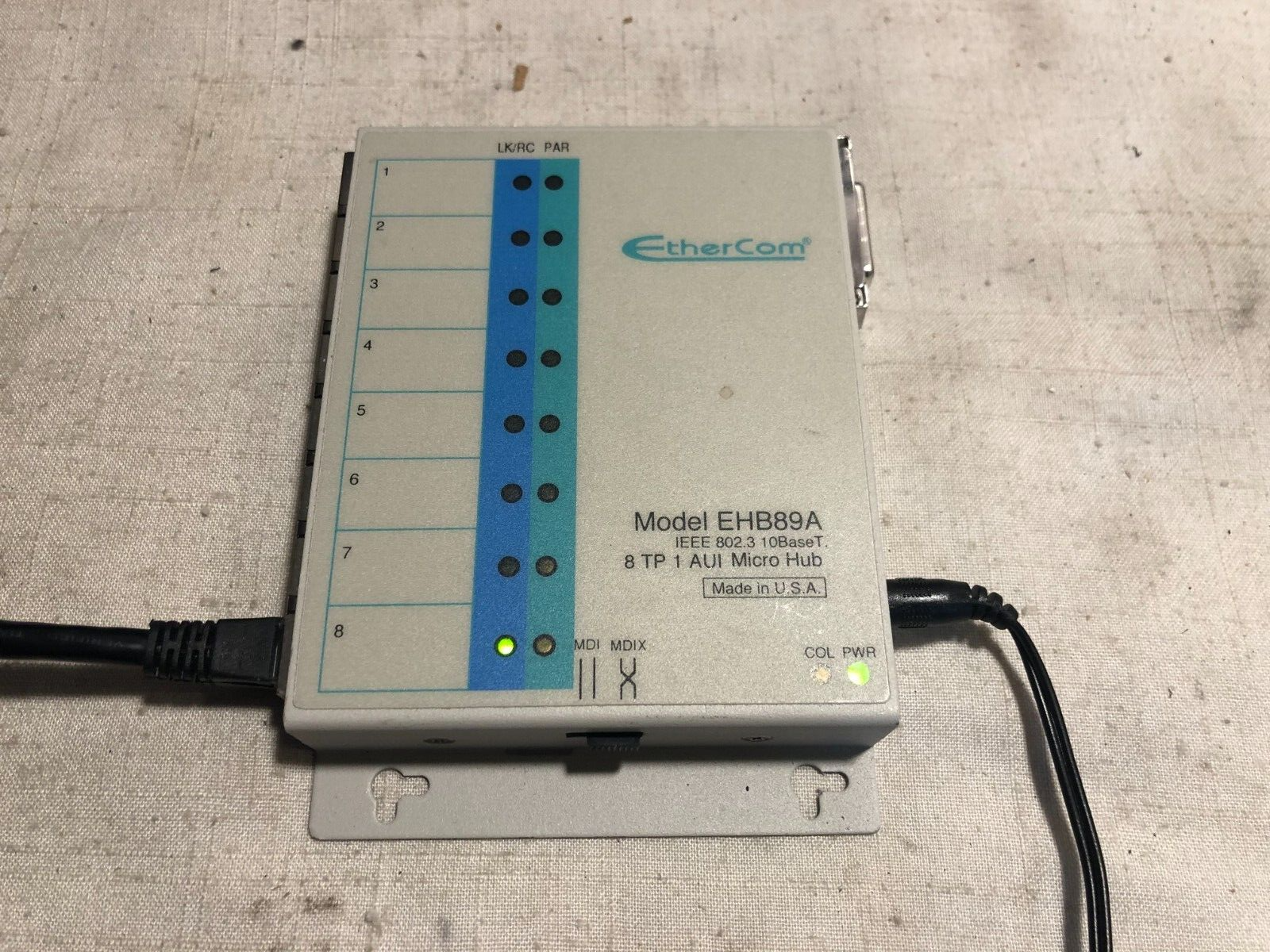 VINTAGE EtherCom 9 port Ethernet 10baseT Hub EHB89A With Power Adapter Tested