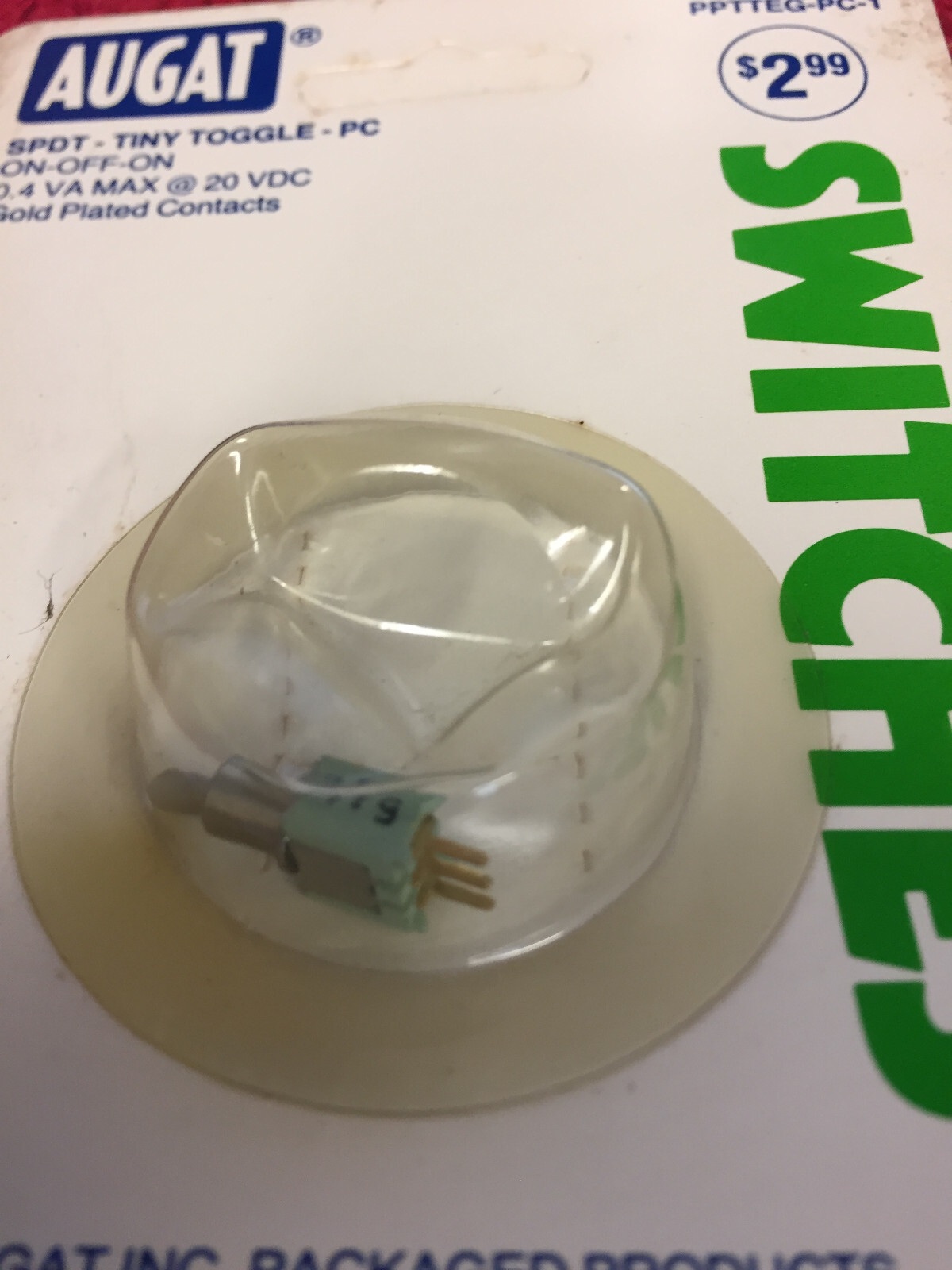 PPTTEG-PC-1 AUGAT SPDT TINEY TOGGLE PC ON OFF ON .4VA 20VDC