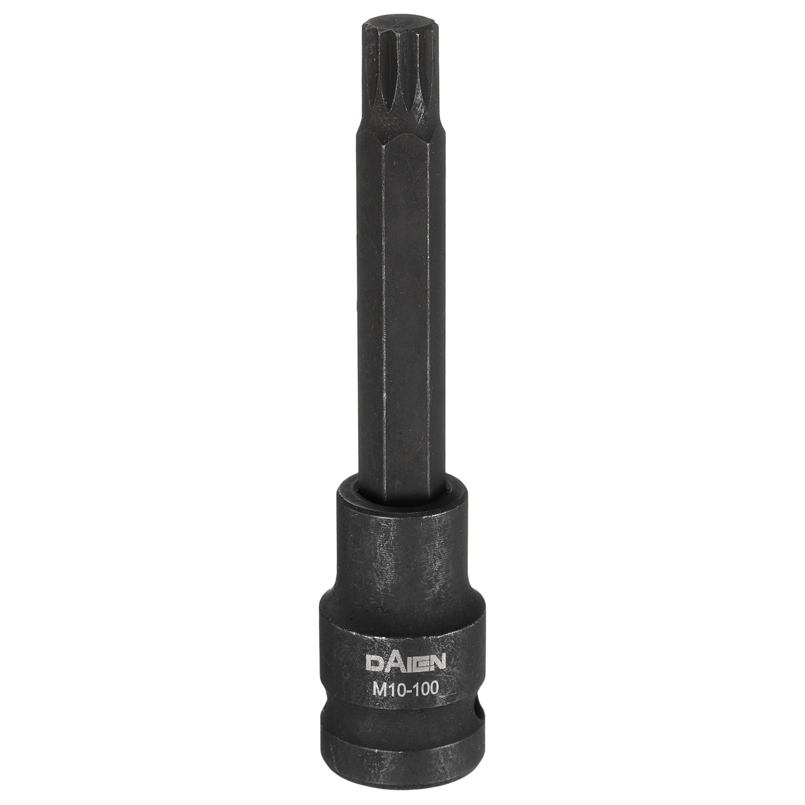 M10 12 Point Spline Bit Socket 100mm Length 1/2" Square Impact Bit, Black