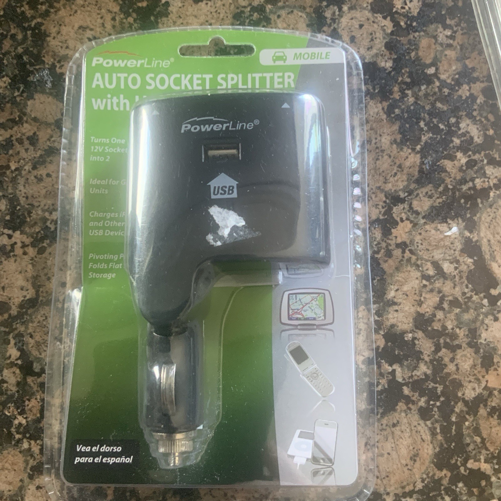 PowerLine Auto Car Socket Splitter With 2.4amp USB Power SEALED