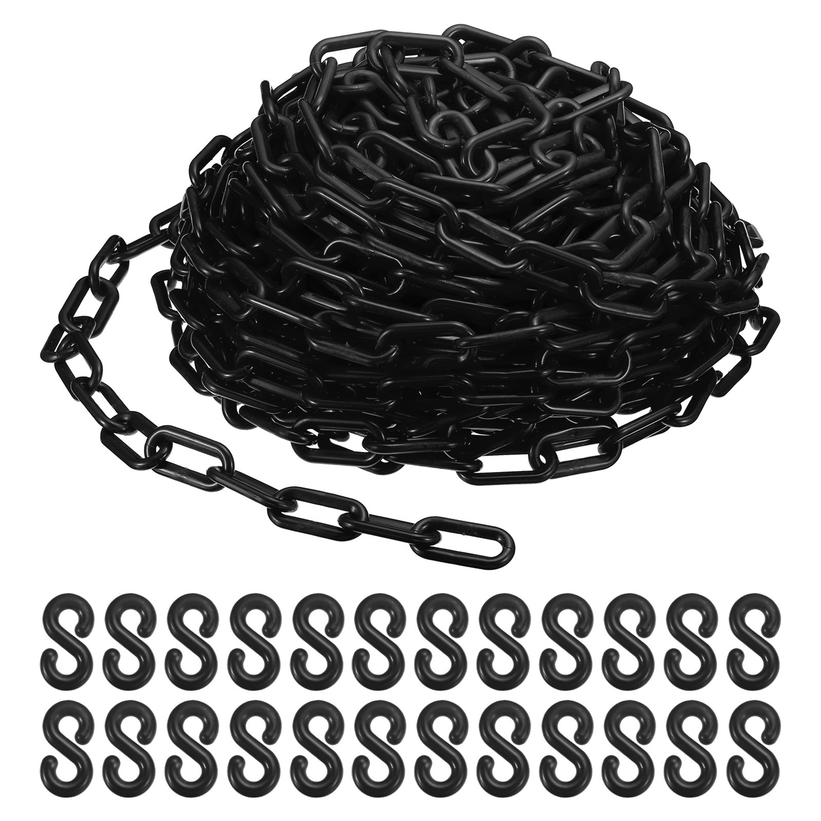 100 Ft Black Plastic Chain Links CROWD CONTROL PARKING 2" Safety Barrier Chain
