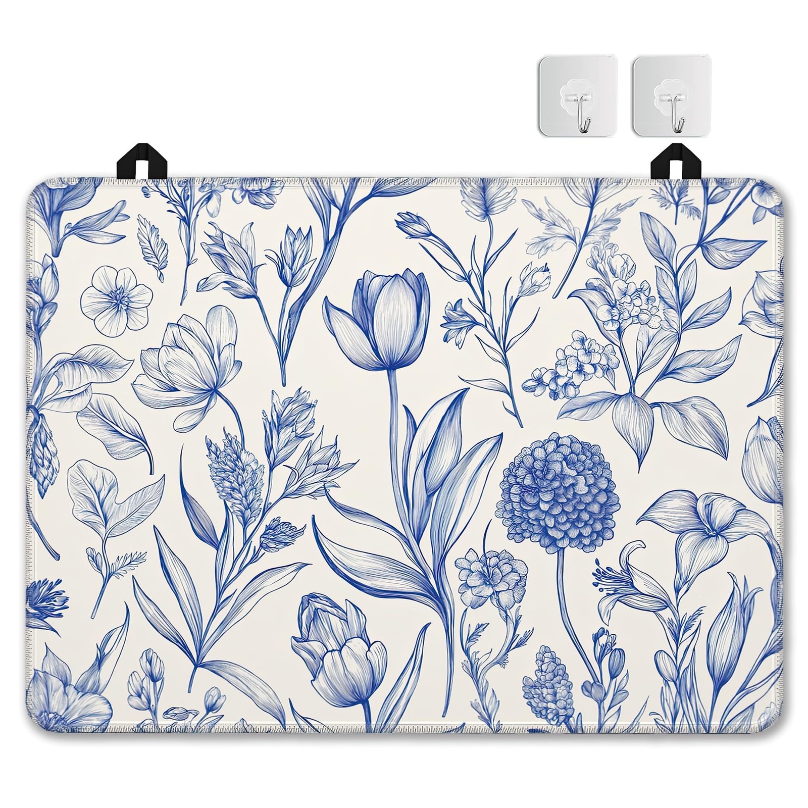 Retro Blue Floral Glass Top Stove Cover Protector,Spring Flower Stove Top Cov...