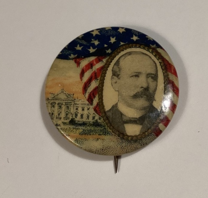 1904  Alton B. Parker For President 1.25" Pin Political Button w/ Flag PAR-73