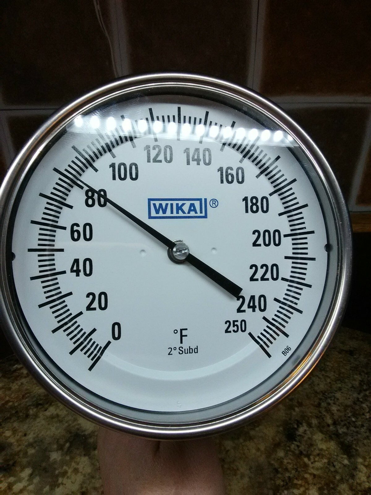 Wika 5" Bi-Metal Thermometer 0/250F Stainless Steel  New