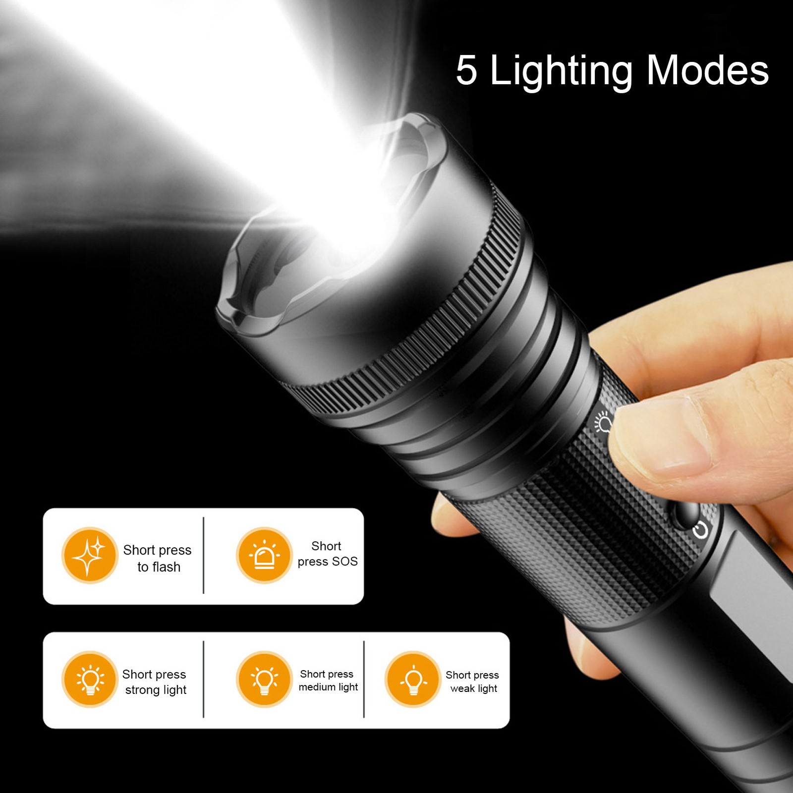 LED Flashlight Camera 1080P IP66 Waterproof 5 Lighting Modes Flashlight Vid ANEQ