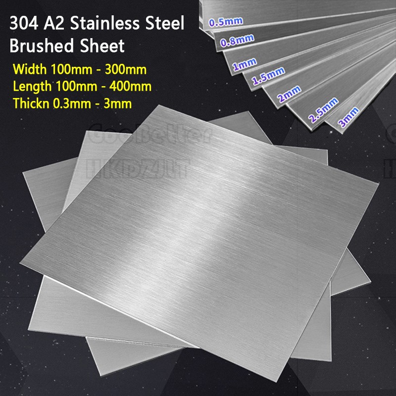 Brushed Stainless Steel Sheet Grade 304 - 0.3mm - 3mm & Various Sizes Available