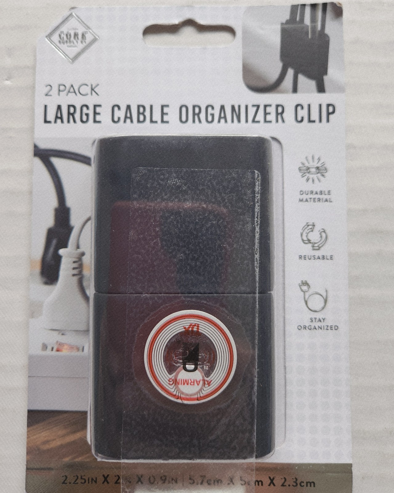 Core Supply Co. 2=Pack Large Cable Organizer Clip - 2.25 in X 2 in X 0.9 in
