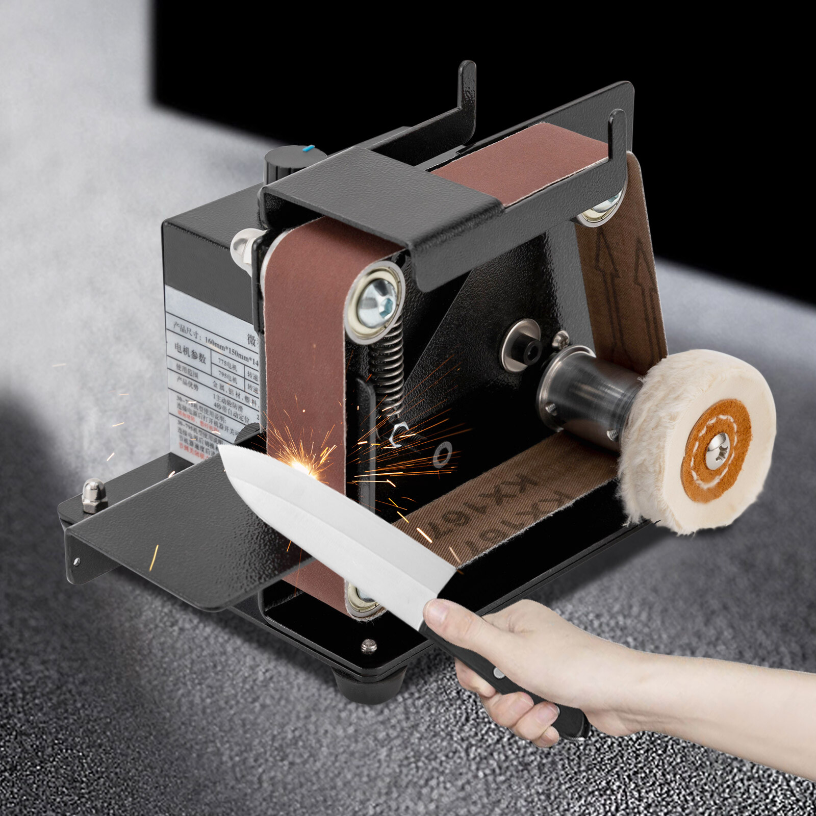 Electric Polishing Grinding Machine for Wood Metal Knife with 10X Abrasive Belt
