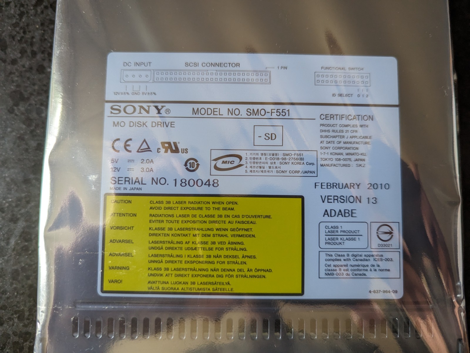 SONY SMO-F551/SD  5.2GB Internal scsi drive GRADE A condition
