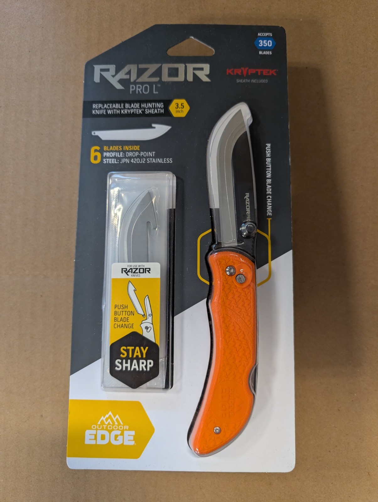 Outdoor Edge RazorPro L (formerly RazorLite) Blaze Orange 3.5" Hunting Knife NEW