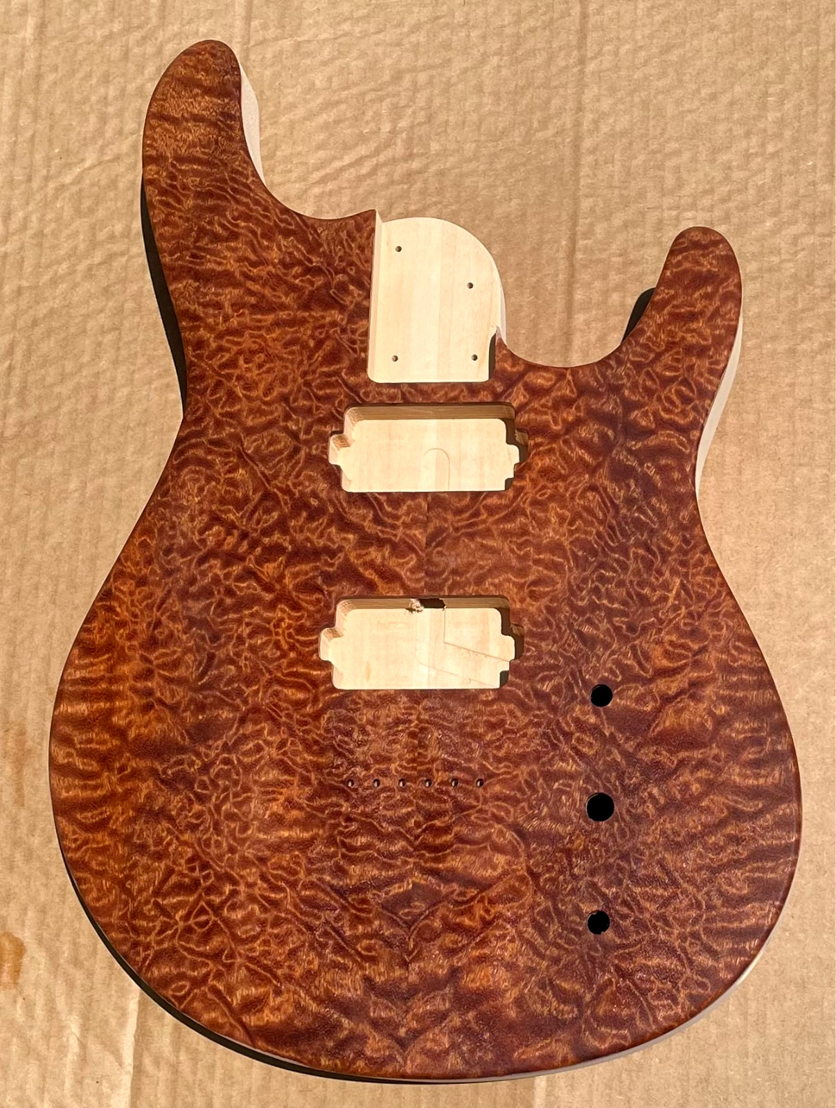 JP6 style Alder guitar body Quilted Sapele, humbuckers, Free Shipping!