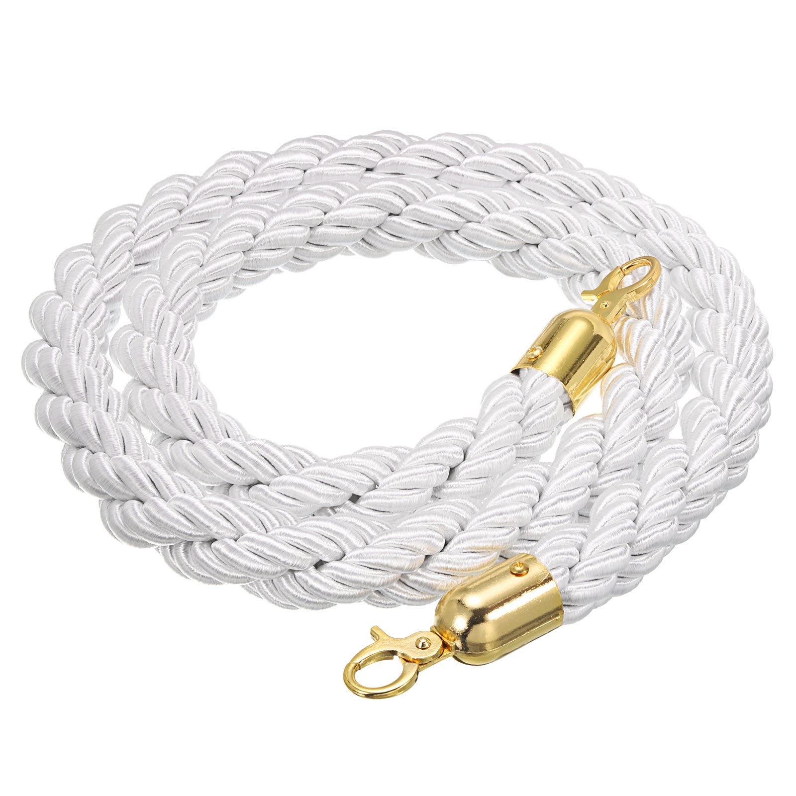 Stanchion Rope, 1.5m/5Ft Barrier Rope Twisted Post Ropes, White Golden