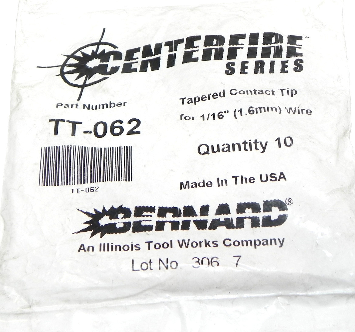 NEW CENTERFIRE SERIES TT-062 TAPERED CONTACT TIP FOR 1/16'' WIRE QTY: 10